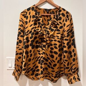 J Crew Silky Animal Print Ruffle Top